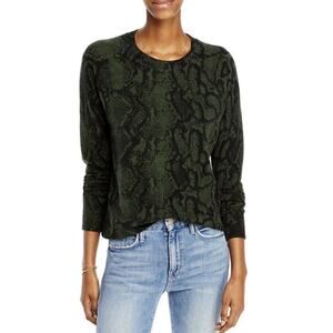 $178 AQUA Cashmere Snake Print Cashmere Sweater - 100% Exclusive Black Army XS